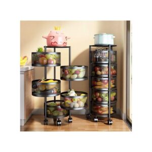 Fruits/Kitchen Rotating Storage Rack With Wheels 5 Tier