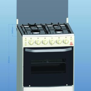 New Version Eurochef EG65-4G+G-T OVEN Free Stand Glass Top Cooker,Rotisserie,White, 75L(With Timer)
