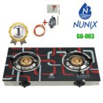 Nunix Cooker, Table Top Glass Cooker With 13kg Regulator +1.5M Gas Pipe GG PRO 003