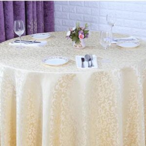 Round Tablecloth(Polyester Jacquard)Colours: White and Cream  Yellow