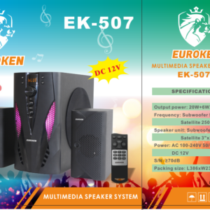 Euroken Ek-507 2.1ch Multimedia Speaker System Silver 12000w Black 12v EK-507