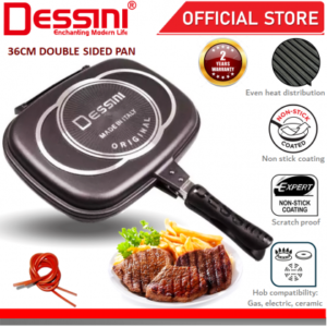 DESSINI ITALY DP-36 Granite Aluminium Non Stick Double Sided Pressure Grill Fry Pan Cookware Tool (36cm) DP-36