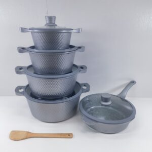 Bosch 11pc Cookware with Silicone lid covers    Grey