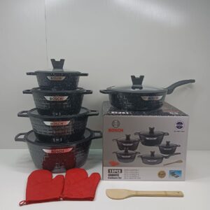_Bosch 13pc Cookware with Silicon lid covers( Black & Grey Available)