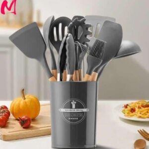 11PC Silicone Spoons  (Grey)