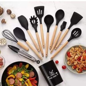 11PC Silicone Spoons (Black)