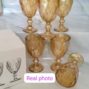 Coloured Heavy Gauge Thick Wine Glass 6PCS