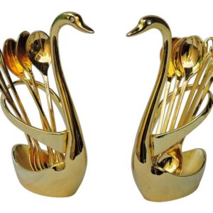Swan Duck Spoon Holder+6pcs Tea Spoon
